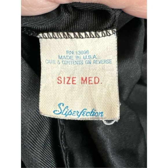 Y2K Vintage Sliperfection Womens Black‎ Lace Trim Cami Tank Top sz M 90s Dainty - Picture 5 of 5